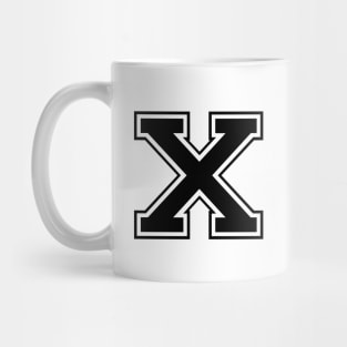 Initial Letter X - Varsity Style Design - Black text Mug